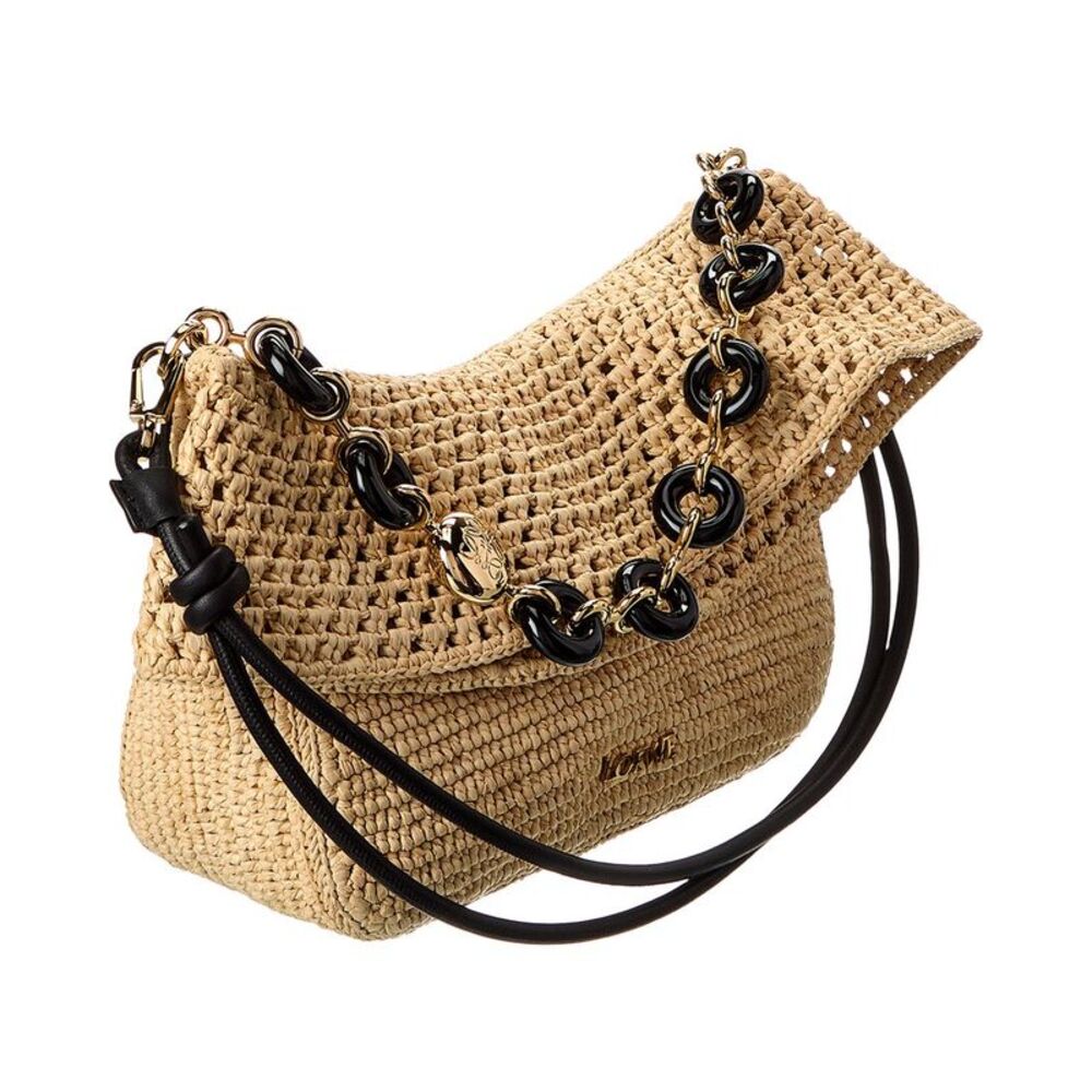 Loewe Ola Medium Raffia & Leather Shoulder Bag, Beige - Picture 3 of 4